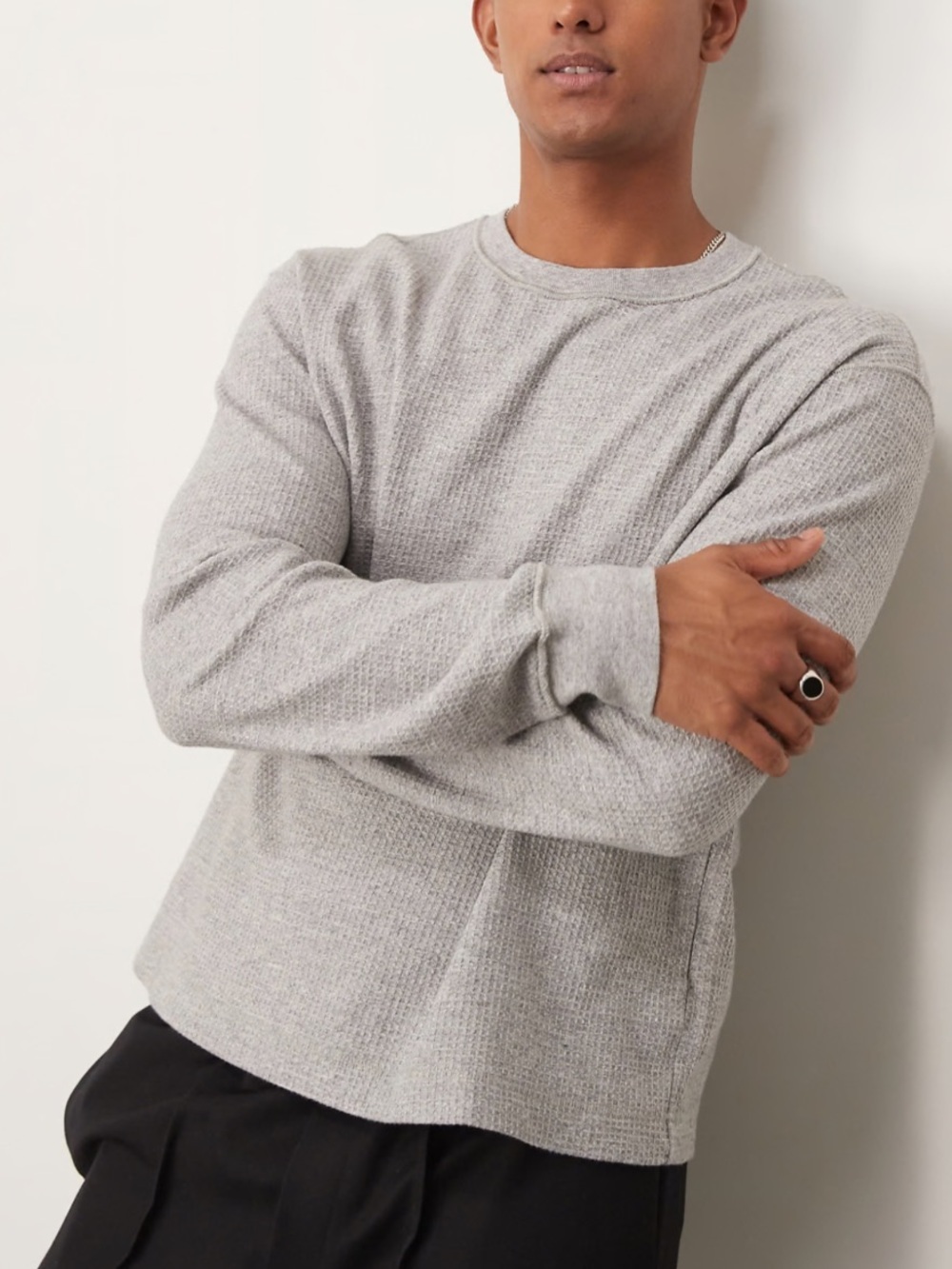 Abercrombie and fitch  Light Gray Waffle Knit Crewneck Sweater! M